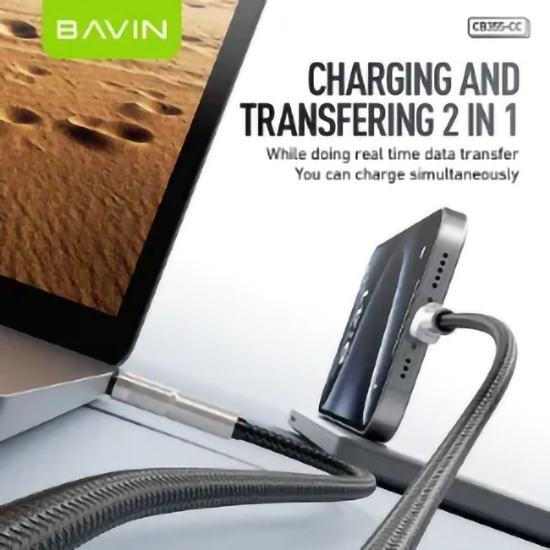 تصویر  کابل Type-C به Type-C باوین Bavin CB355 طول 1 متر توان 60 وات