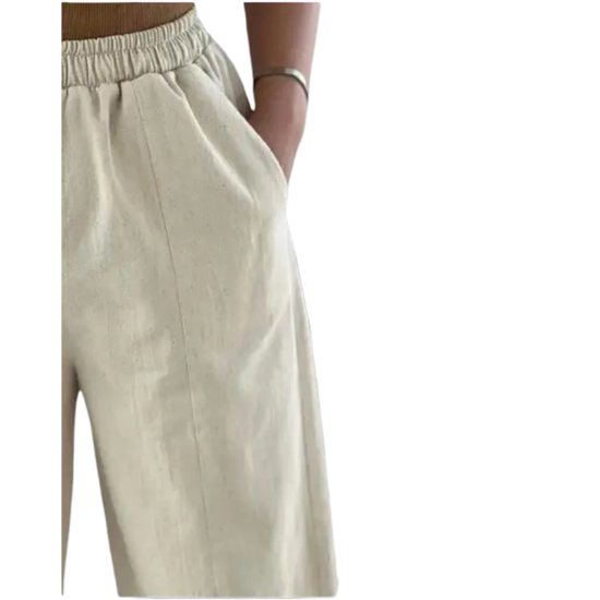 تصویر  شلوار اسلش مام استایل خط اتو – جنس کتان بنگال پاکستانی