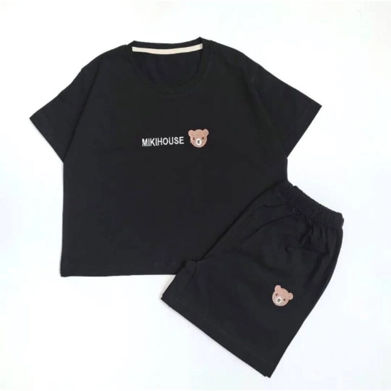 تصویر  ست کراپ و شورتک خرسی – پارچه نخ پنبه