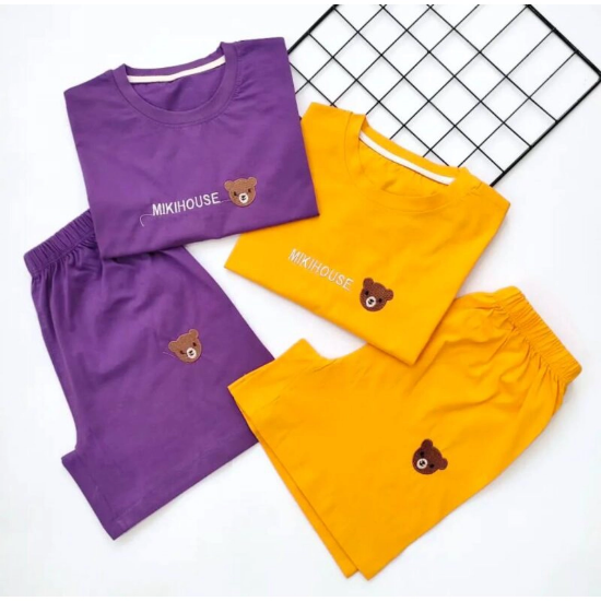 تصویر  ست کراپ و شورتک خرسی – پارچه نخ پنبه