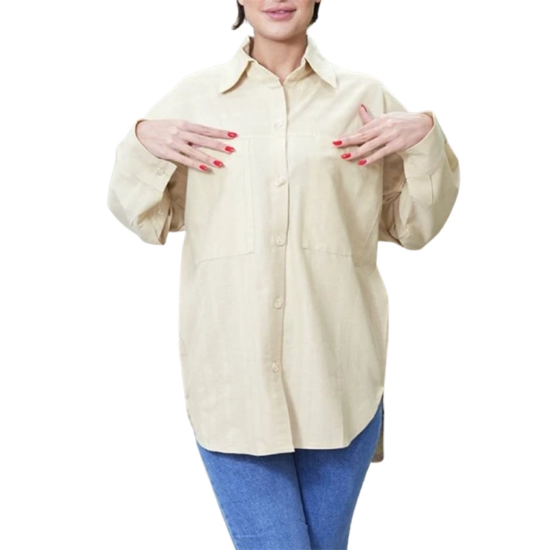 تصویر  شومیز کیمونو مدل رها – جنس پنبه راه راه حصیری