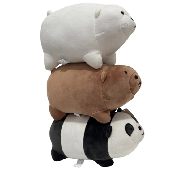 تصویر  بسته ۳ عددی عروسک خرس کله‌فندقی نانو پولیشی ۲۵ سانتی‌متری