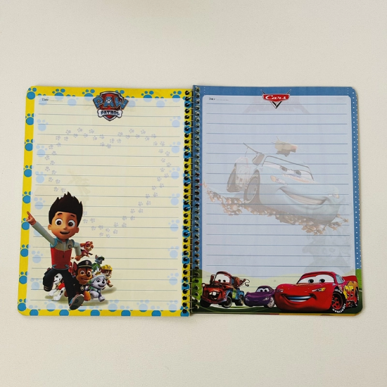 تصویر  دفتر مشق سیمی موزی ۵۰ برگ حاشیه‌دار | طرح‌های متنوع صفحات