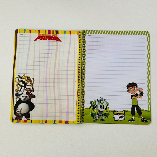 تصویر  دفتر مشق سیمی موزی ۵۰ برگ حاشیه‌دار | طرح‌های متنوع صفحات