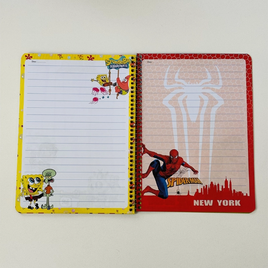 تصویر  دفتر مشق سیمی موزی ۵۰ برگ حاشیه‌دار | طرح‌های متنوع صفحات