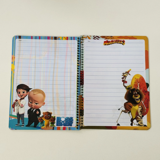 تصویر  دفتر مشق سیمی موزی ۵۰ برگ حاشیه‌دار | طرح‌های متنوع صفحات