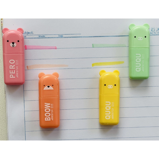 تصویر  هایلایتر 4 رنگ برند QUQU طرح خرس