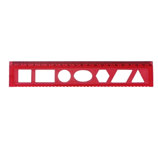 تصویر  خط‌ کش شابلون دار اشکال هندسی 20 سانتی متری