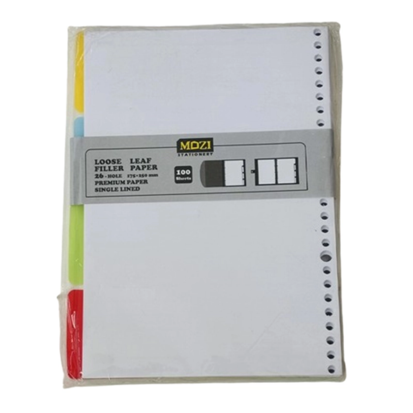 تصویر  برگه کلاسور ۱۰۰ برگ سفید برند موزی | ۲۶ حلقه‌ای