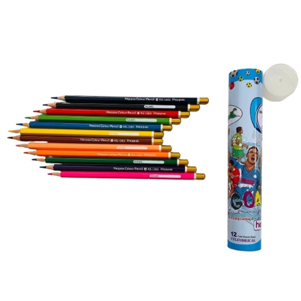 تصویر  مداد رنگی 12 تایی لوله ای هیپو