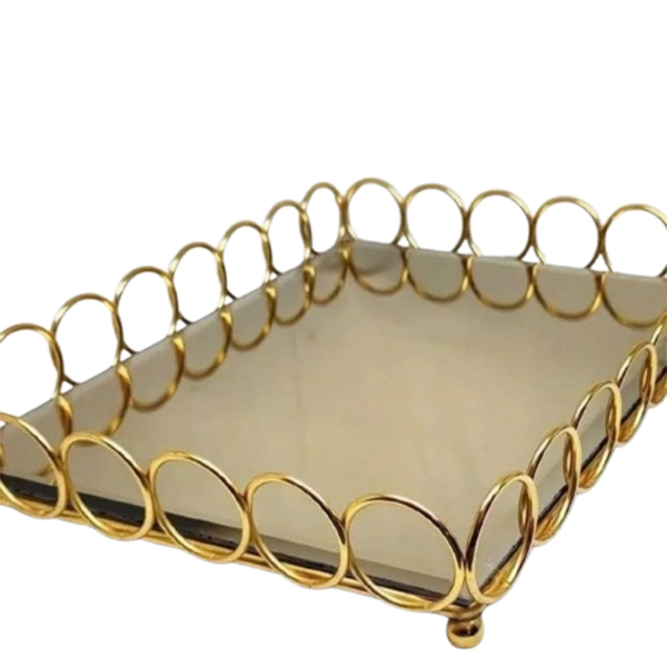 تصویر  سینی استیل آیندار طلایی