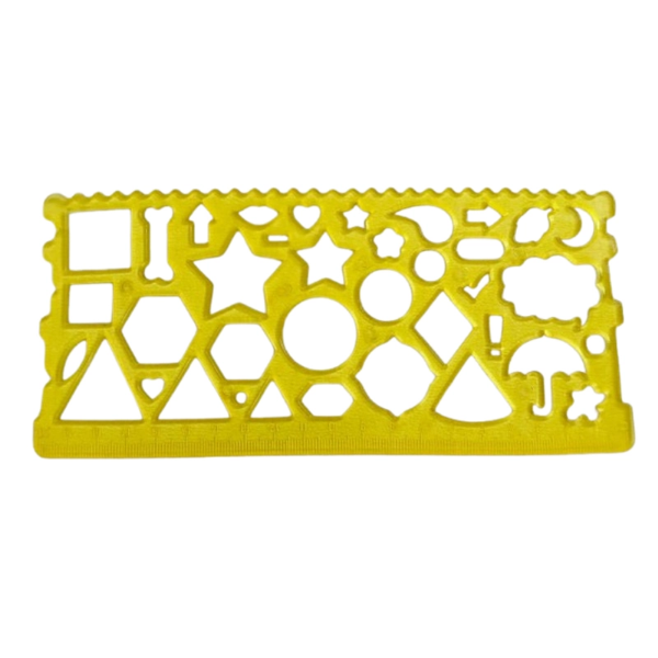 تصویر  خط کش شابلون دار دو عددی اشکال هندسی