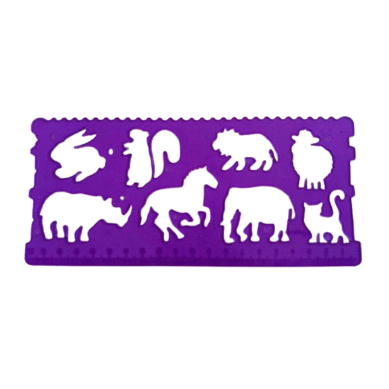 تصویر  خط کش شابلون دار دو عددی حیوانات