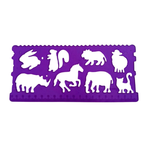 تصویر  خط کش شابلون دار دو عددی حیوانات