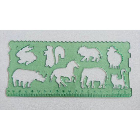 تصویر  خط کش شابلون دار دو عددی حیوانات