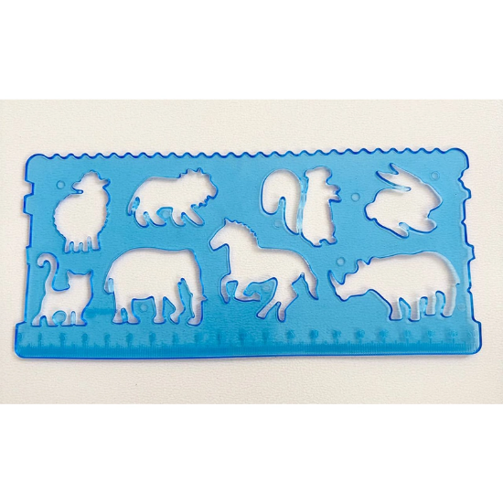 تصویر  خط کش شابلون دار دو عددی حیوانات