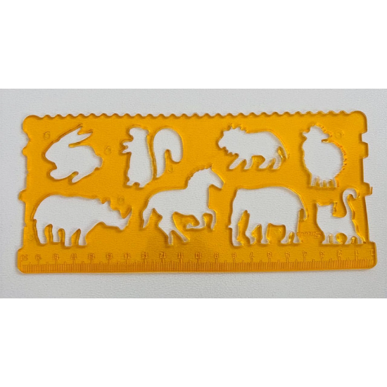 تصویر  خط کش شابلون دار دو عددی حیوانات