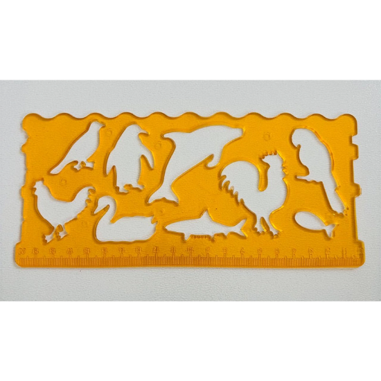 تصویر  خط کش شابلون دار دو عددی حیوانات