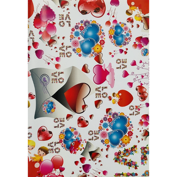 تصویر  کاغذ کادو فانتزی مدل لاو طرح 2