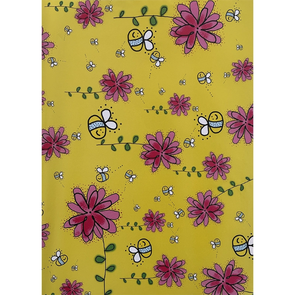 تصویر  کاغذ کادو فانتزی مدل گل و زنبور