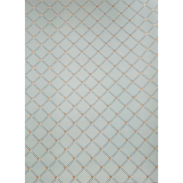 تصویر  کاغذ کادو طلاکوب قلبی سبز پاستلی (۵ برگ)