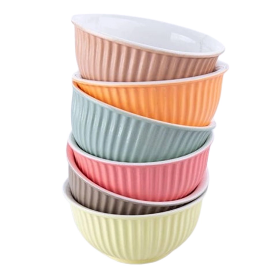 تصویر  کاسه آبگوشت خوری سرامیکی رنگی پاستیلی ۶ عددی گوزل