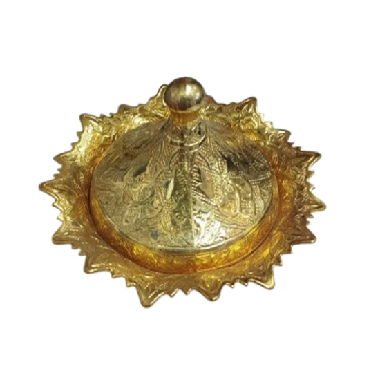 تصویر  قندان گرد بزرگ طلایی