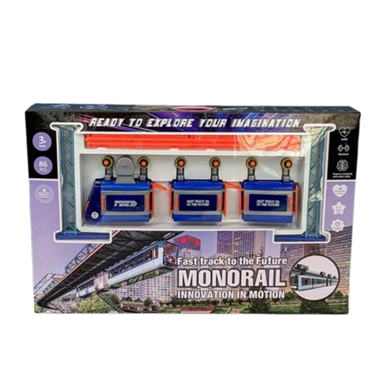 تصویر  اسباب بازی قطار مونوریل بزرگ 3 واگن 86 تکه