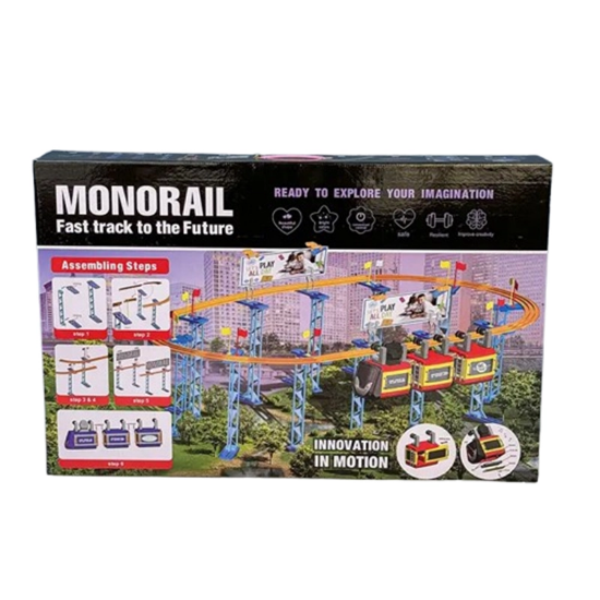 تصویر  اسباب بازی قطار مونوریل بزرگ 3 واگن 86 تکه