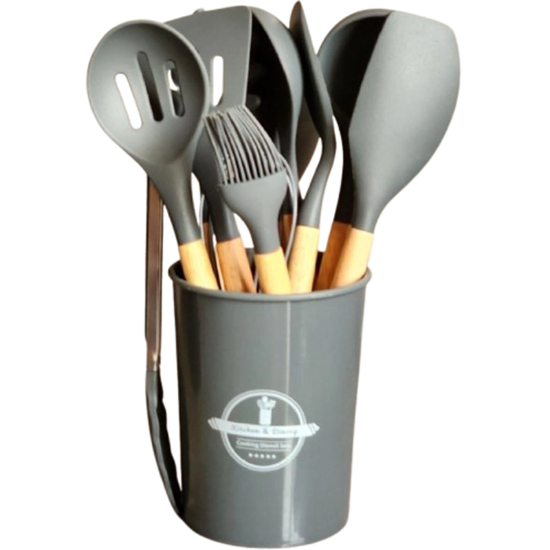 تصویر  ست کفگیر و ملاقه ۱۲ پارچه سیلیکونی