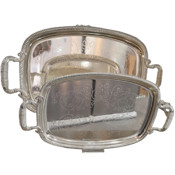 تصویر  سینی عربی لعابی جفتی (استیل طرح‌دار)