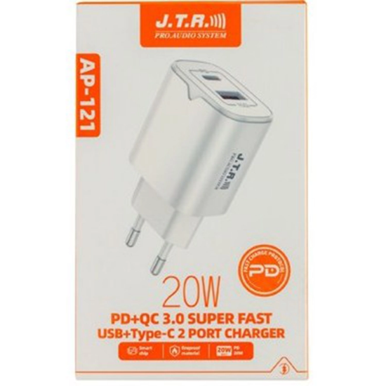 تصویر  شارژر دیواری 20 وات J.T.R مدل AP-121