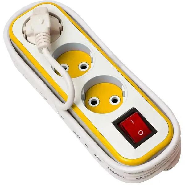 تصویر  چندراهی برق دینا مدل D3000 طول 1.8 متر سفید زرد