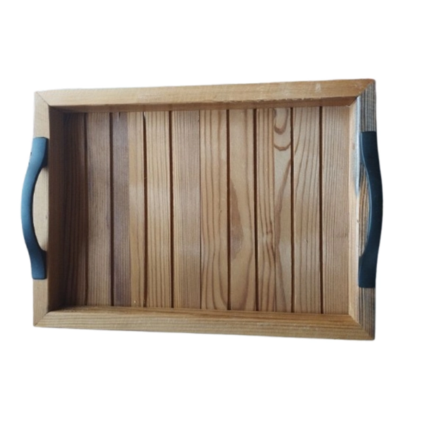 تصویر  سینی چوب ترمو دسته دار و پایه دار زیبا و شیک اندازه 35در25