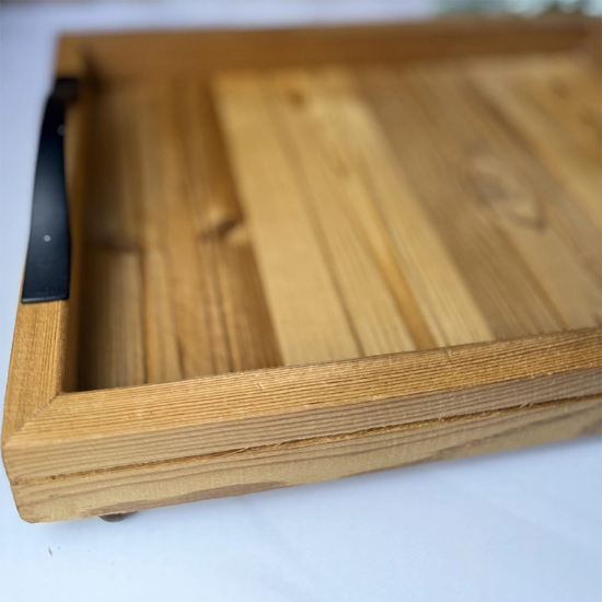 تصویر  سینی چوب ترمو دسته دار و پایه دار زیبا و شیک اندازه 35در25