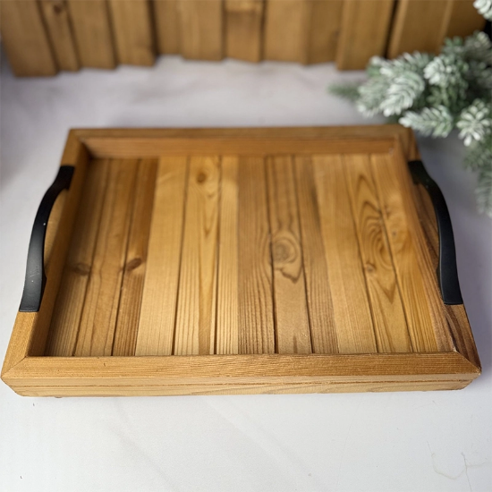 تصویر  سینی چوب ترمو دسته دار و پایه دار زیبا و شیک اندازه 35در25