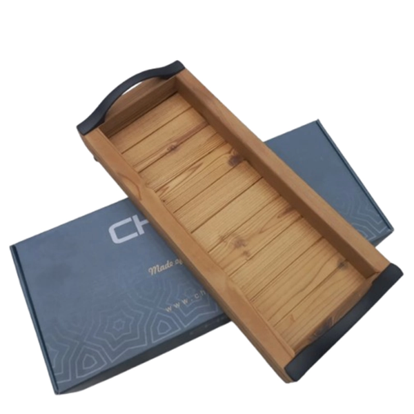 تصویر  سینی چوبی چای و شیرینی خوری 35 در 15 دسته دار و پایه دار و شیک