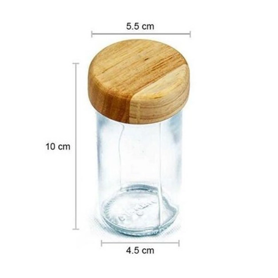 تصویر  جا ادویه 6تایی با درب چوبی تیره (آکاسیا) یدک استند جا ادویه ای گردان لونا وود