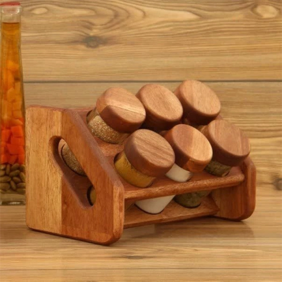 تصویر  جا ادویه ای ۶ پارچه پانیز با استند چوبی Aroos Novin