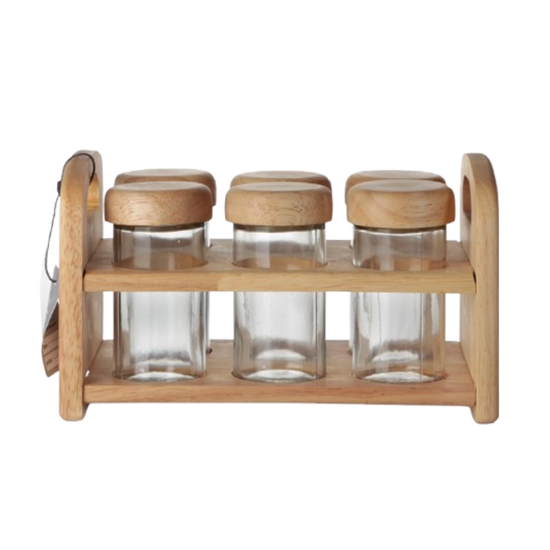 تصویر  جا ادویه چوبی ۶ تایی استند چوبی عروس نوین مدل پانیذ