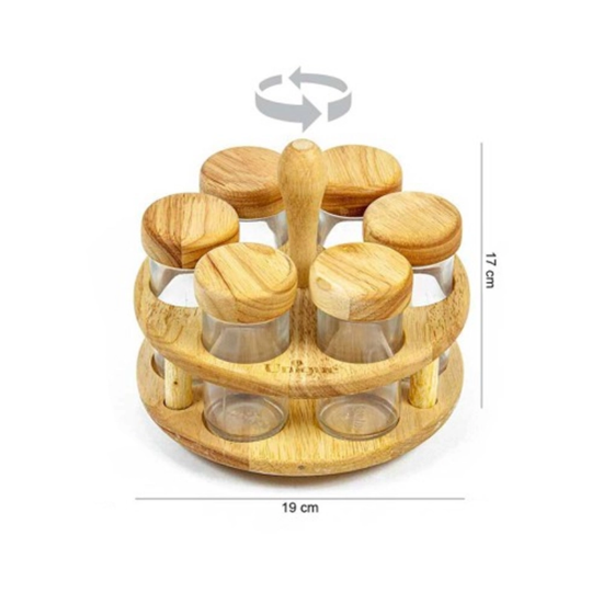 تصویر  ست جا ادویه 6تایی گردان چوبی aroos novin پانیذ
