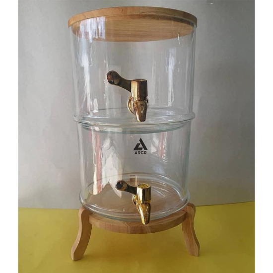 تصویر  کلمن شیشه ای پایه بامبو Arco ظرفیت 8 لیتری