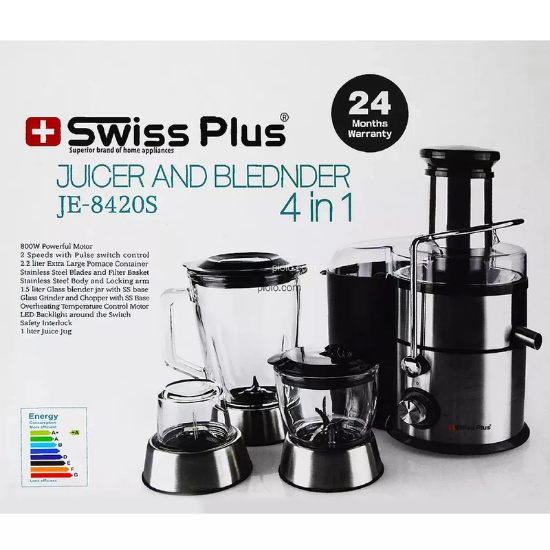 تصویر  آبمیوه گیری 4 کاره سوئیس پلاس JE-8420S