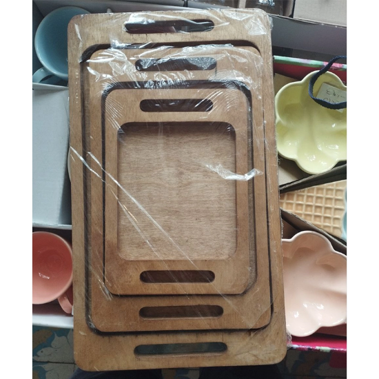 تصویر  سینی چوبی بامبو مستطیل  3 تکه