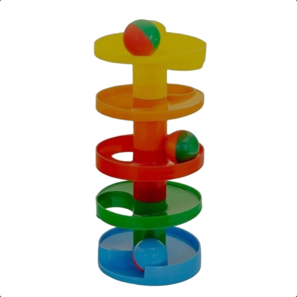 تصویر  اسباب بازی توپ و مارپیچ ۵ طبقه جعبه‌ای